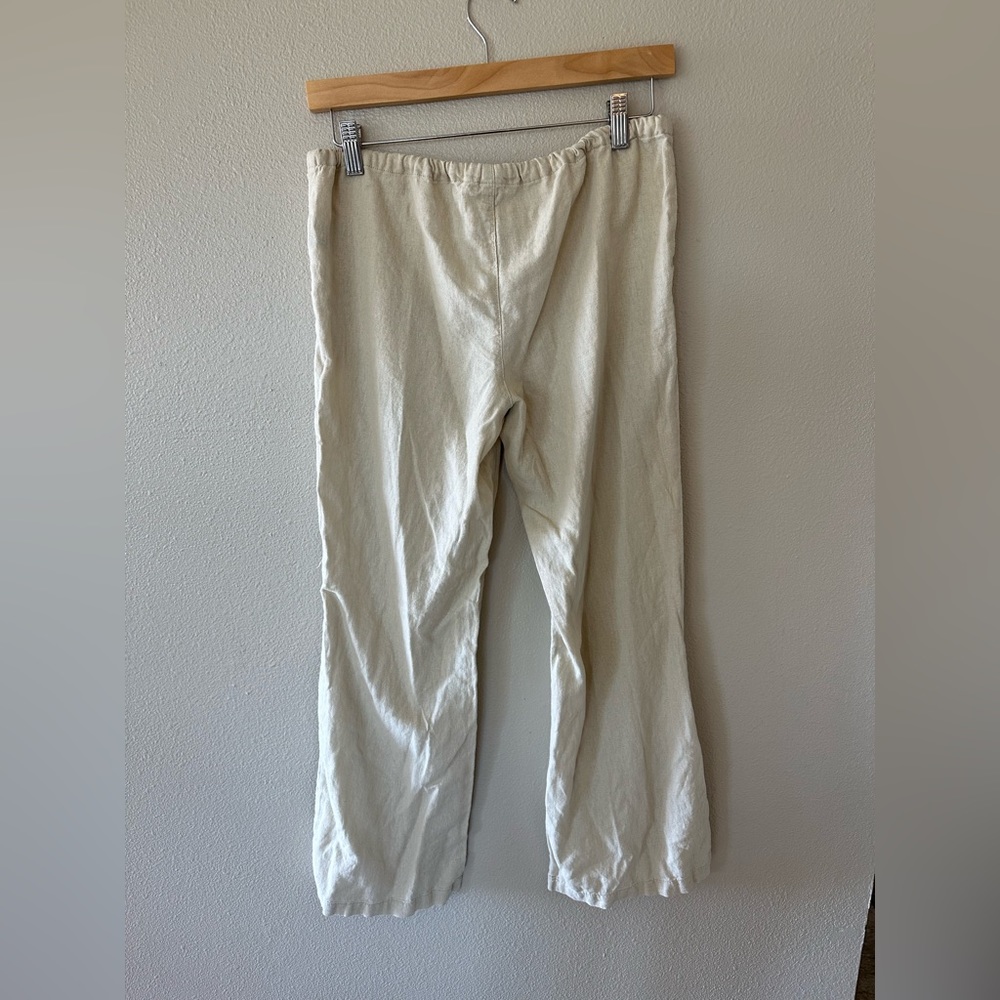 Rewash Linen Blend Lightweight Cream Wide Leg Tie Waist Pants Size S - Picture 4 of 6